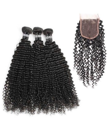 3 Paquets de Tissage  + Closure Kinky Curly Fin de série