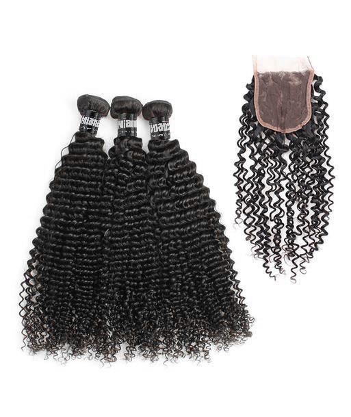 3 Paquets de Tissage  + Closure Kinky Curly Fin de série