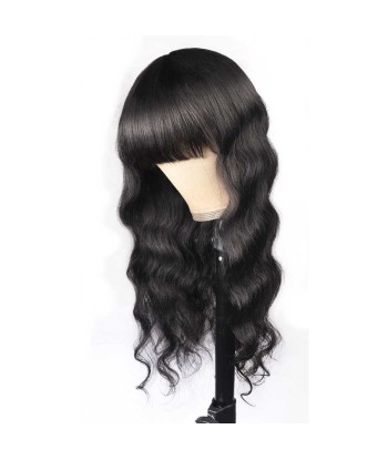 Perruque Naturelle à Frange Body Wave Brun Foncé en stock