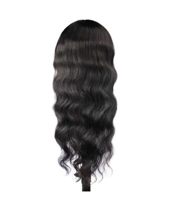 Perruque Naturelle à Frange Body Wave Brun Foncé en stock