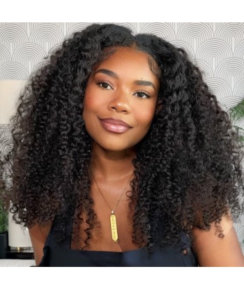 Perruque V-Part Kinky Curly Brun Foncé français