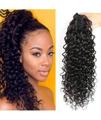 Queue de cheval Ponytail  Noir à Pince Naturel Remy Hair Deep Wave en ligne des produits 