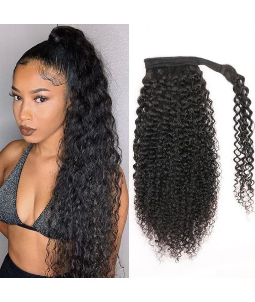 Queue de cheval Ponytail  Noir Ruban Magique Remy Hair Kinky Curly JUSQU'A -70%! 