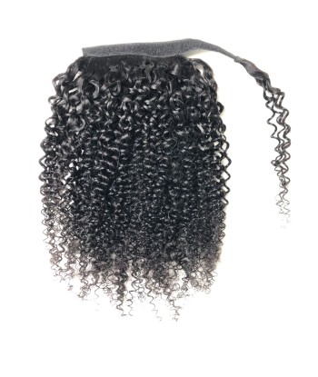 Queue de cheval Ponytail  Noir Ruban Magique Remy Hair Kinky Curly JUSQU'A -70%! 