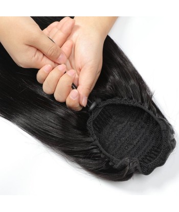 Queue de cheval Ponytail  Noir A Cordon Remy Hair Straight Fin de série