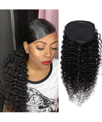 Queue de cheval Ponytail  Noir A Cordon Remy Hair Deep Wave solde