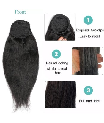 Queue de cheval Ponytail  Noir A Cordon Remy Hair Yaki Straight Pour