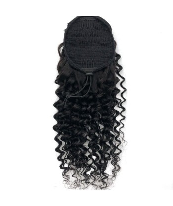 Queue de cheval Ponytail  Noir A Cordon Remy Hair Deep Wave solde