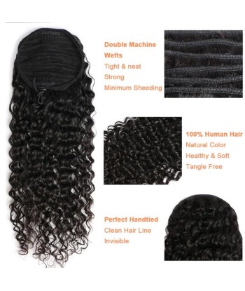 Queue de cheval Ponytail  Noir A Cordon Remy Hair Deep Wave solde