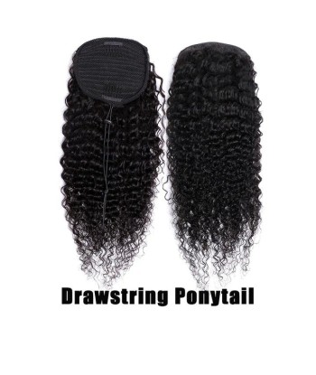 Queue de cheval Ponytail  Noir A Cordon Remy Hair Deep Wave solde