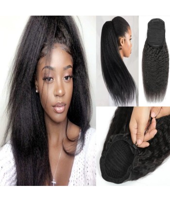 Queue de cheval Ponytail  Noir A Cordon Remy Hair Kinky Straight la chaussure