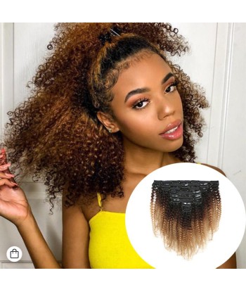 Kit Extensions à Clips Afro Curly Ombre Brun Chocolat Blond 120 gr pas cher 