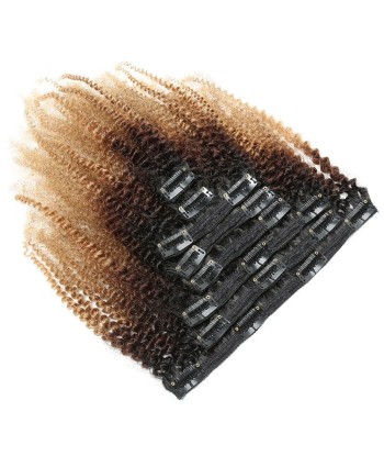 Kit Extensions à Clips Afro Curly Ombre Brun Chocolat Blond 120 gr pas cher 