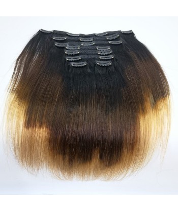 Kit Extensions à Clips Straight Ombre Brun Chocolat Blond 120 gr le concept de la Pate a emporter 