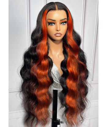 13x4 Lace Body Wave 1B/GINGER 200% pré-découpé, pré-éclairci, sans colle une grave pollution 