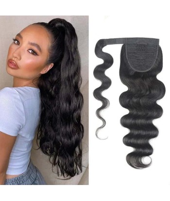 Queue de cheval Ponytail  Noir Ruban Magique Remy Hair Body Wave solde