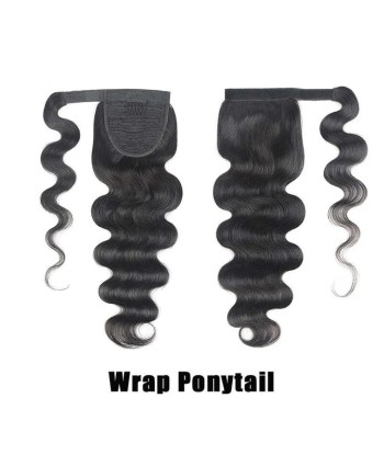 Queue de cheval Ponytail  Noir Ruban Magique Remy Hair Body Wave solde