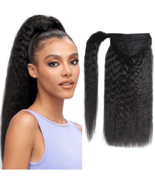 Queue de cheval Ponytail  Noir Ruban Magique Remy Hair Kinky Straight la chaussure