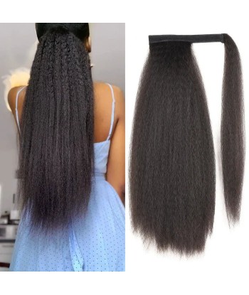 Queue de cheval Ponytail  Noir Ruban Magique Remy Hair Kinky Straight la chaussure