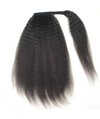 Queue de cheval Ponytail  Noir Ruban Magique Remy Hair Kinky Straight la chaussure