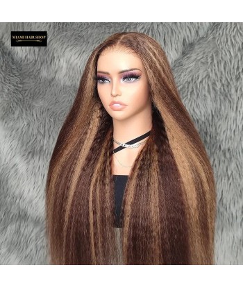 Yaki Straight Chanta Méché Blonde Perücke ohne Kleber mit vorgekoppelter Spitze pas chere