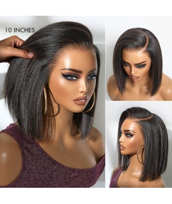 Perruque Miami Hair Flex Prédécoupé | Bob Court Naturel Yaki / Lisse Sans Colle, Frontal HD Lace 13x5, Oreille à Oreille ou a consommer sur place