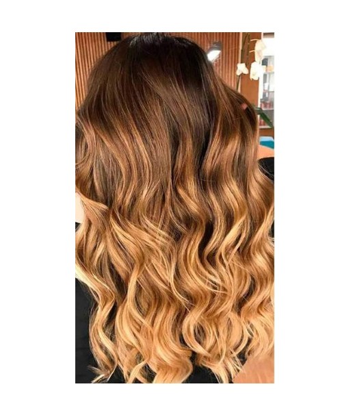 Extension à Clips Straight Ombre Brun Chocolat Blond Mono Bande Maxi Volume pas cher 