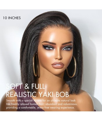 Perruque Miami Hair Flex Prédécoupé | Bob Court Naturel Yaki / Lisse Sans Colle, Frontal HD Lace 13x5, Oreille à Oreille Les êtres humains sont 