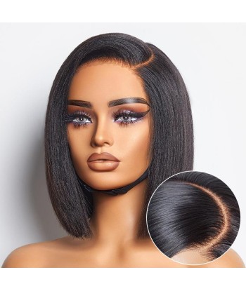 Perruque Bob Yaki Lisse Coupe Dégradée avec Raie à Gauche, Sans Colle, Minimaliste en HD Lace - Prête à Porter commande en ligne