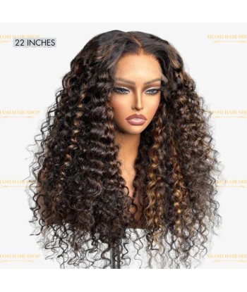 Water Water Wave Chatain Méché Blond Wig sin pegamento con encaje precopinado votre