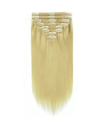 Rechte blonde clips extensions kit platina gr. pas cher 