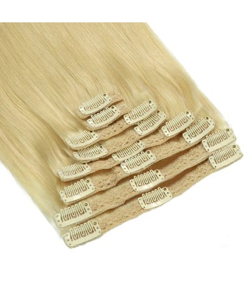 Rechte blonde clips extensions kit platina gr. pas cher 