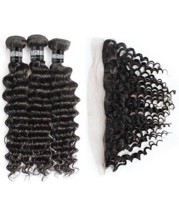 3 Paquets de Tissage + Lace Frontal Deep Wave 13x4 Les magasins à Paris