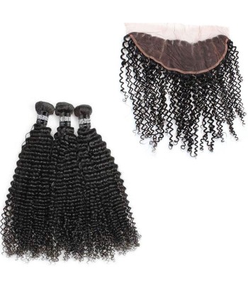 3 Paquets de Tissage + Lace Frontal Kinky Curly 13x4 sélection de produits